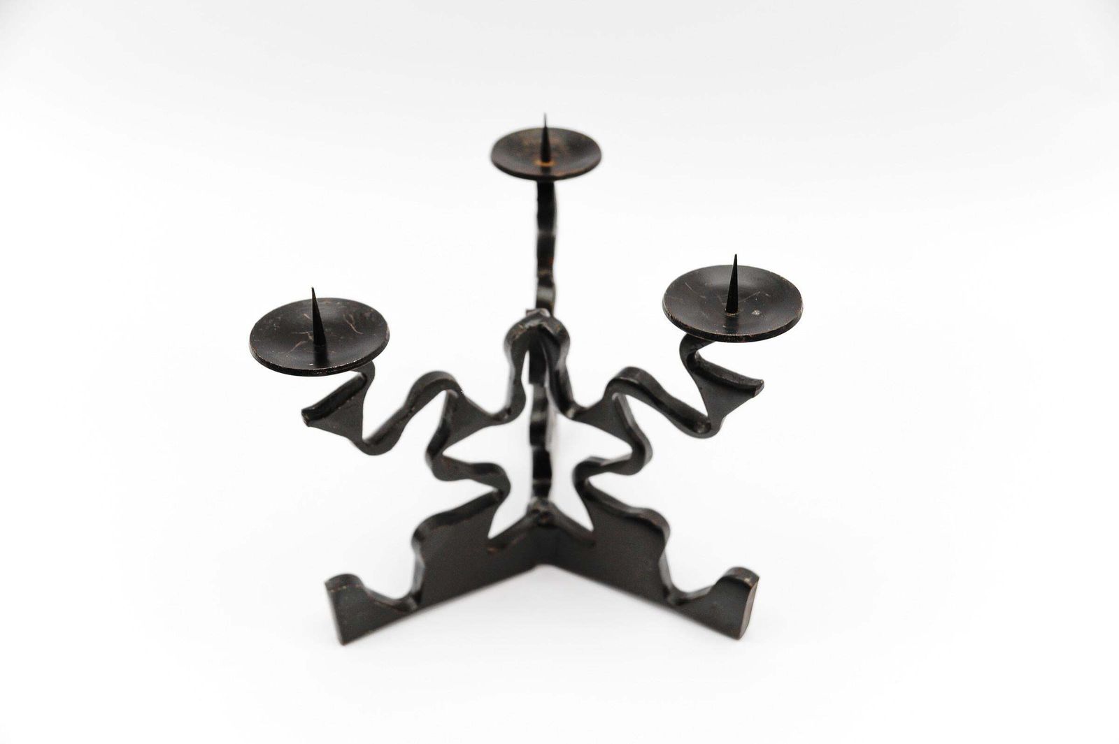 Hand Forged Iron Design Sculpture Candle Holder, 1960s photo Home Decor