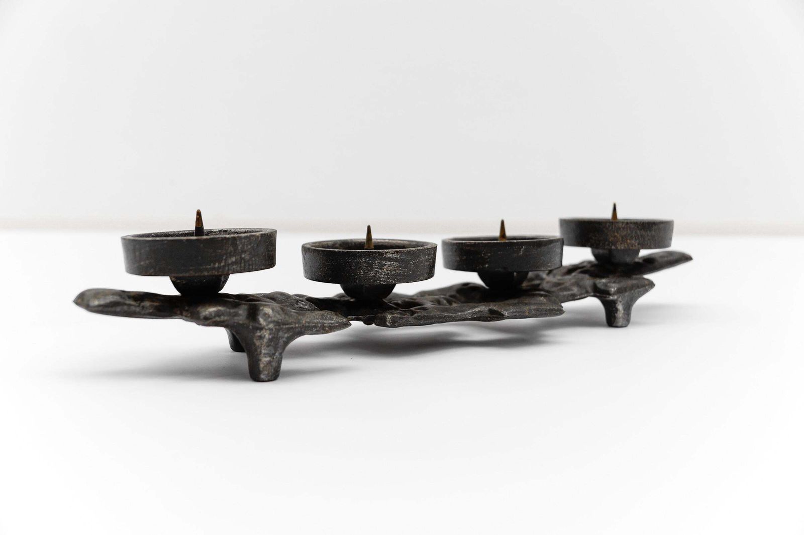 Pair Of Wrought Iron Artist Brutalist Candleholder, 1960s Austria photo for sale