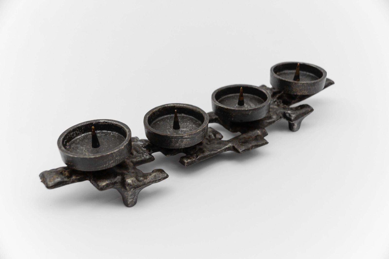Pair Of Wrought Iron Artist Brutalist Candleholder, 1960s Austria photo vintage