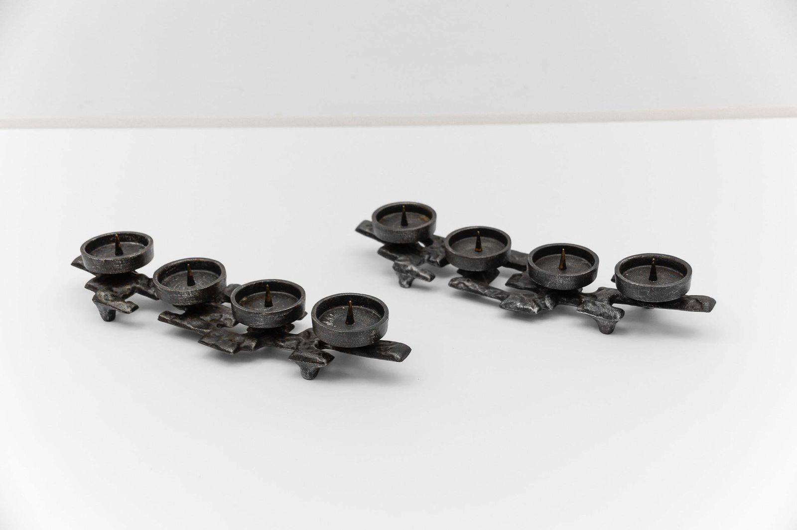 764.0 Pair Of Wrought Iron Artist Brutalist Candleholder, 1960s Austria photo