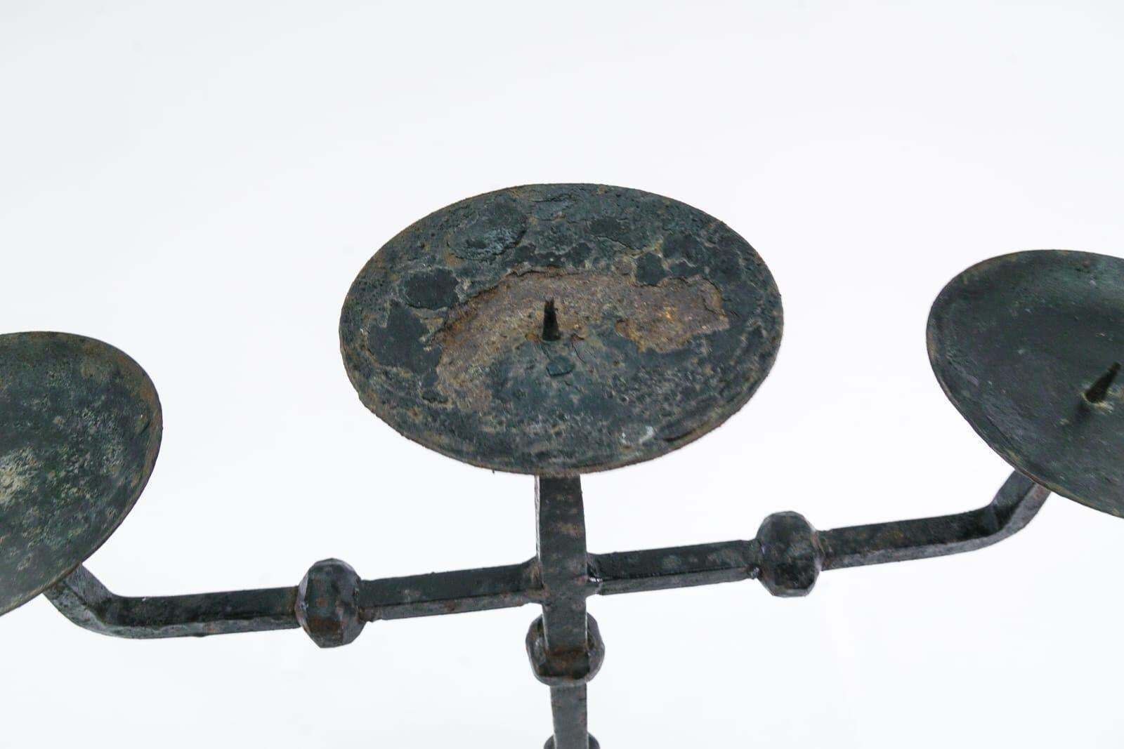 1189.0 Pair Of Wrought Brutalist Candleholders, 1930s/40s, France photo