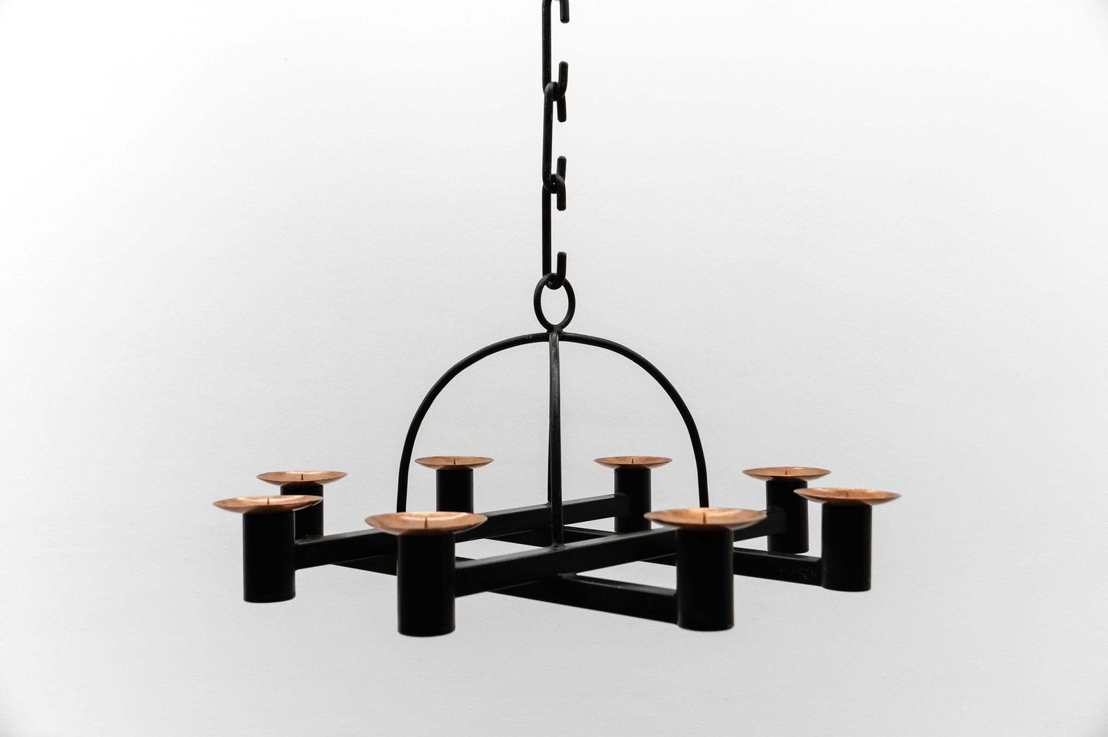 Awesome Metal And Copper Ceiling Candle Holder, 1960s Mid Century Modern photo for sale