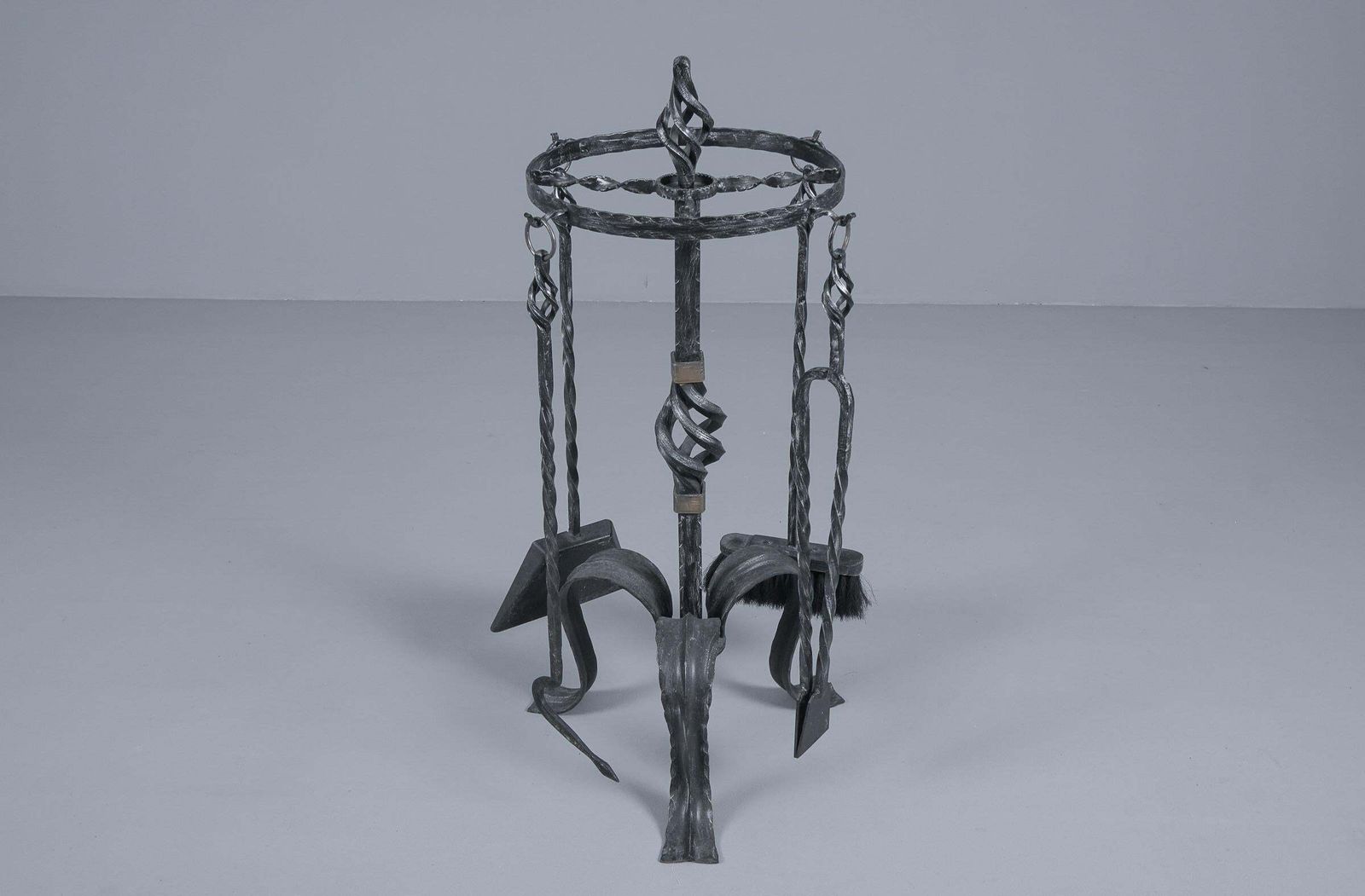 Lovely Round Cast Iron Fireplace Tool, 1950s, Austria photo for sale