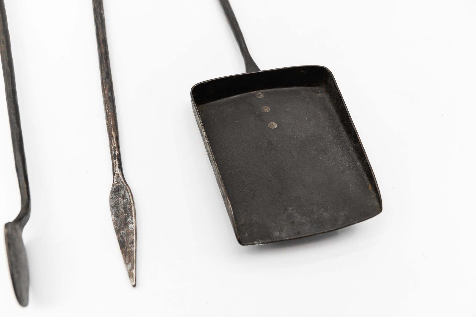1656.0 Hand Forged Tripod Iron And Brass Stand With Fireplace Tools, Austria, 1950s photo