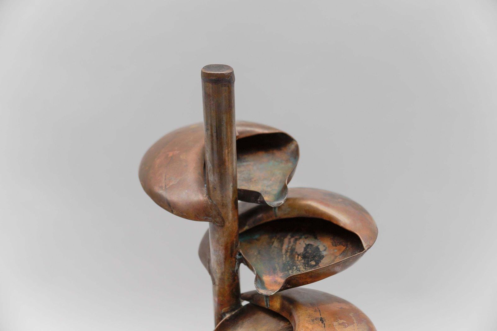 photo furniture Awesome Electrical Handmade Copper Indoor Fountain With Two Flower, 1960s Italy