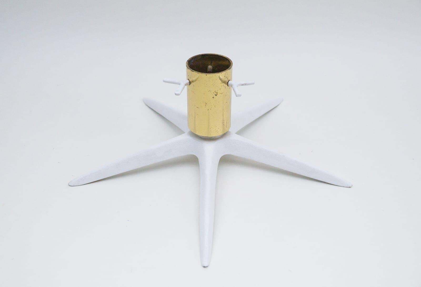 Very Elegant Mid Century Modern Brass And Metal Christmas Tree Stand, 1950s photo for sale