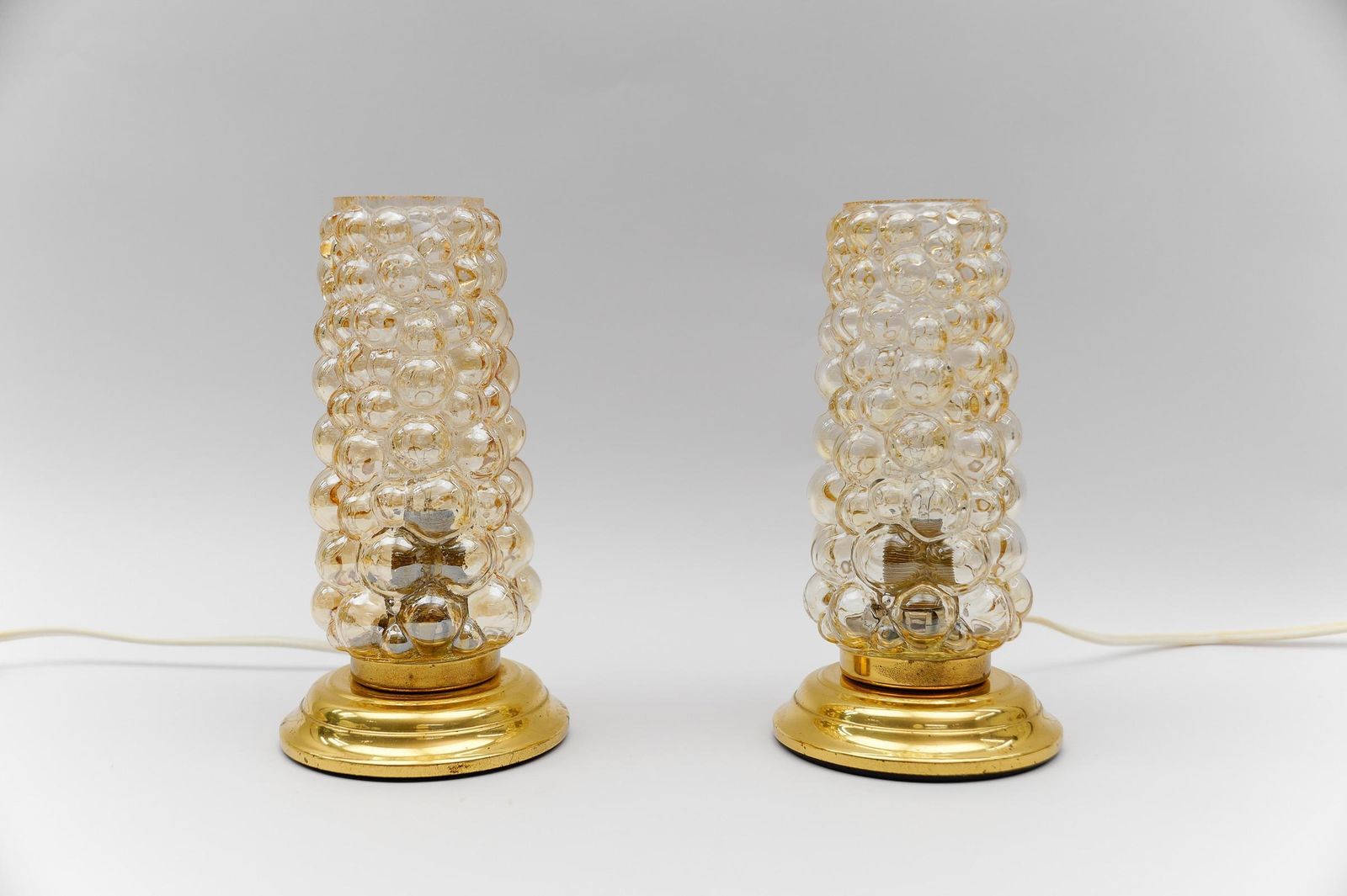 Pair Of Bubble Glass Table Lamps By Helena Tynell, 1960s photo for sale