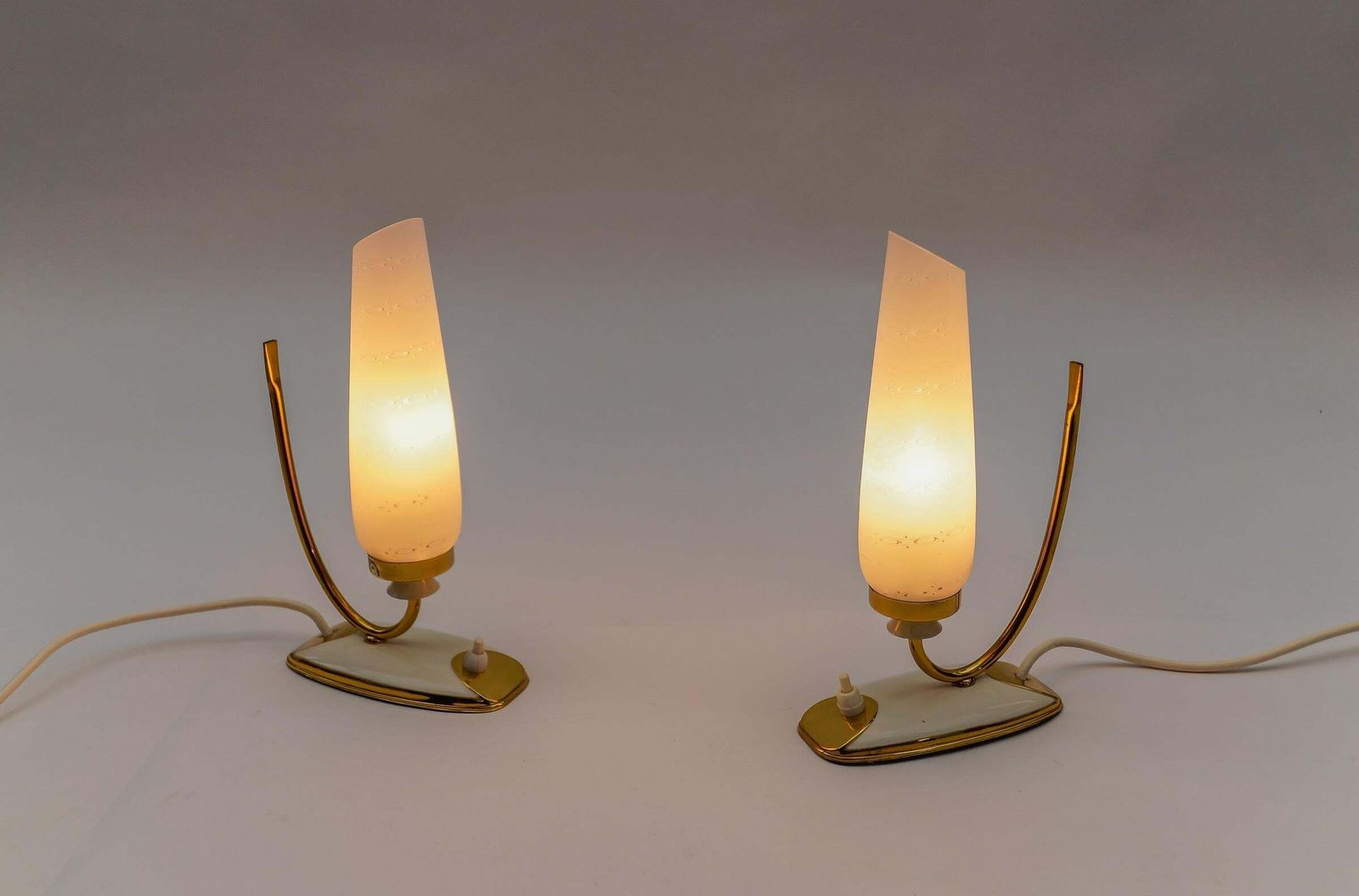 Lovely Mid Century Modern Brass And Glass Table Lamps, 1950s photo 764.0