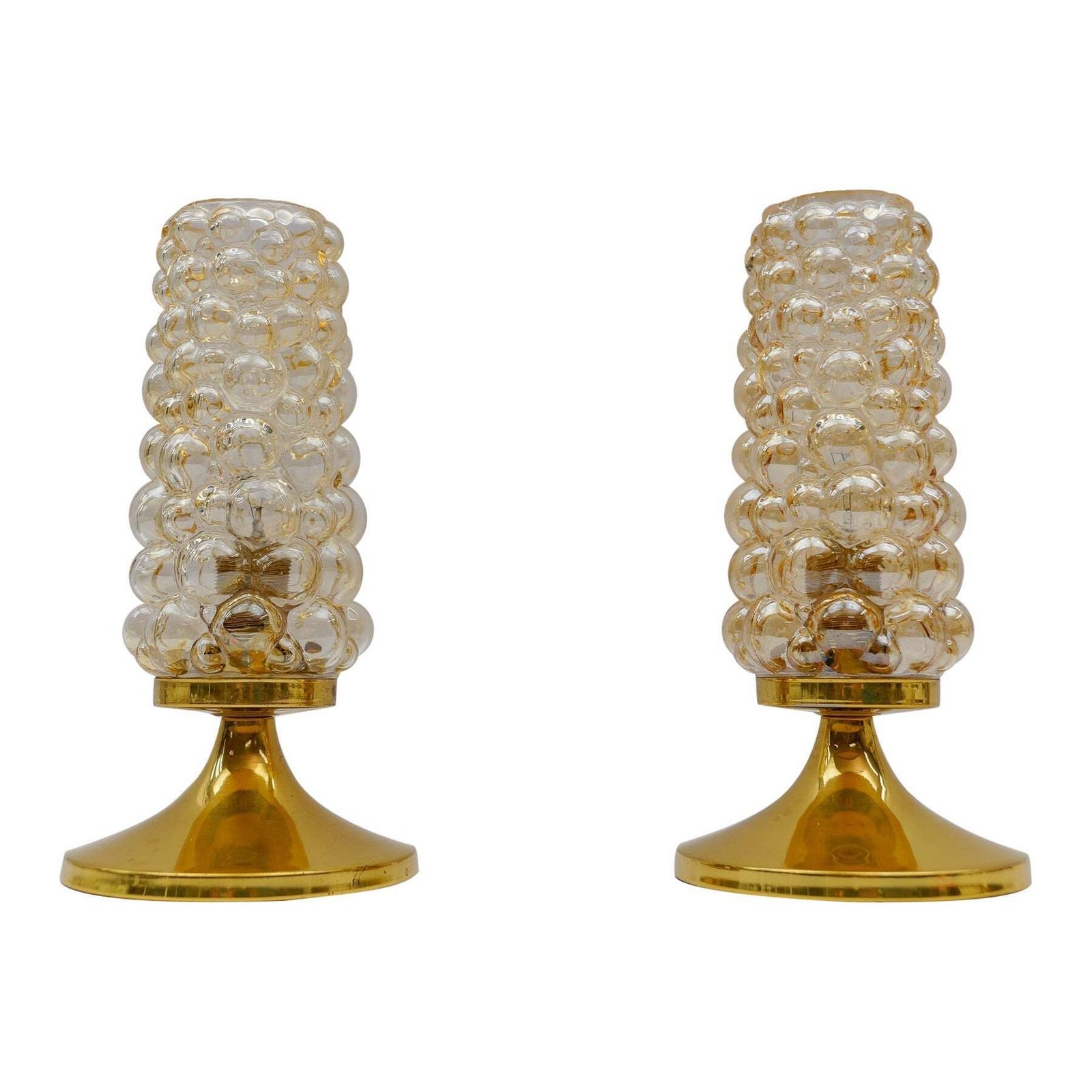 Pair Of Bubble Glass Table Lamps By Helena Tynell, 1960s