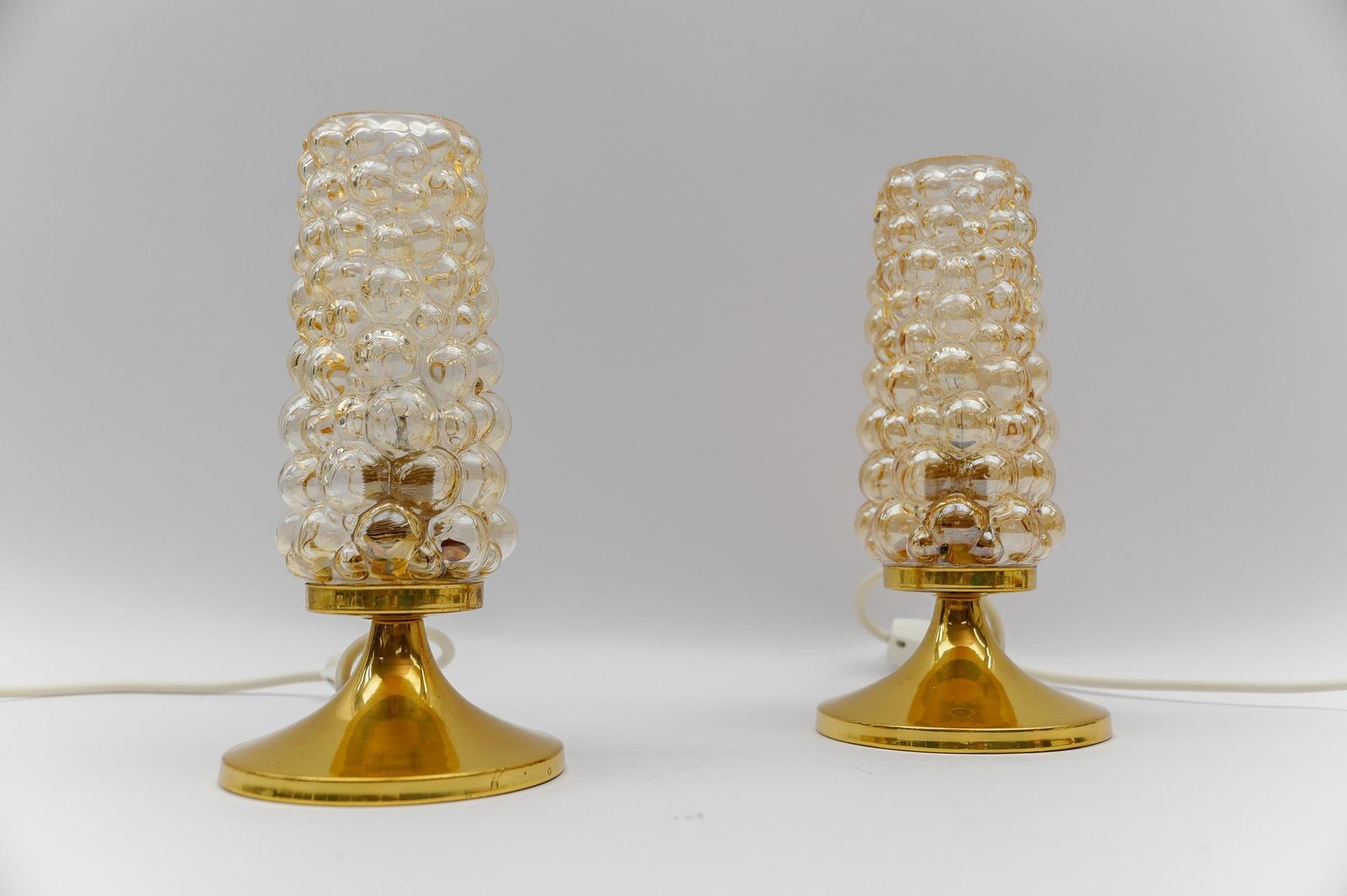 Pair Of Bubble Glass Table Lamps By Helena Tynell, 1960s photo for sale