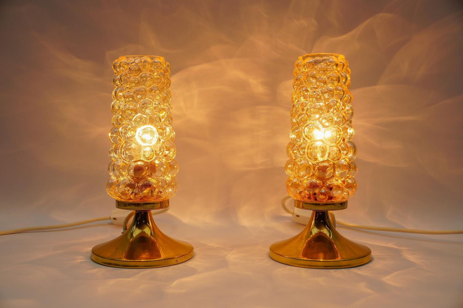 Pair Of Bubble Glass Table Lamps By Helena Tynell, 1960s photo vinterior
