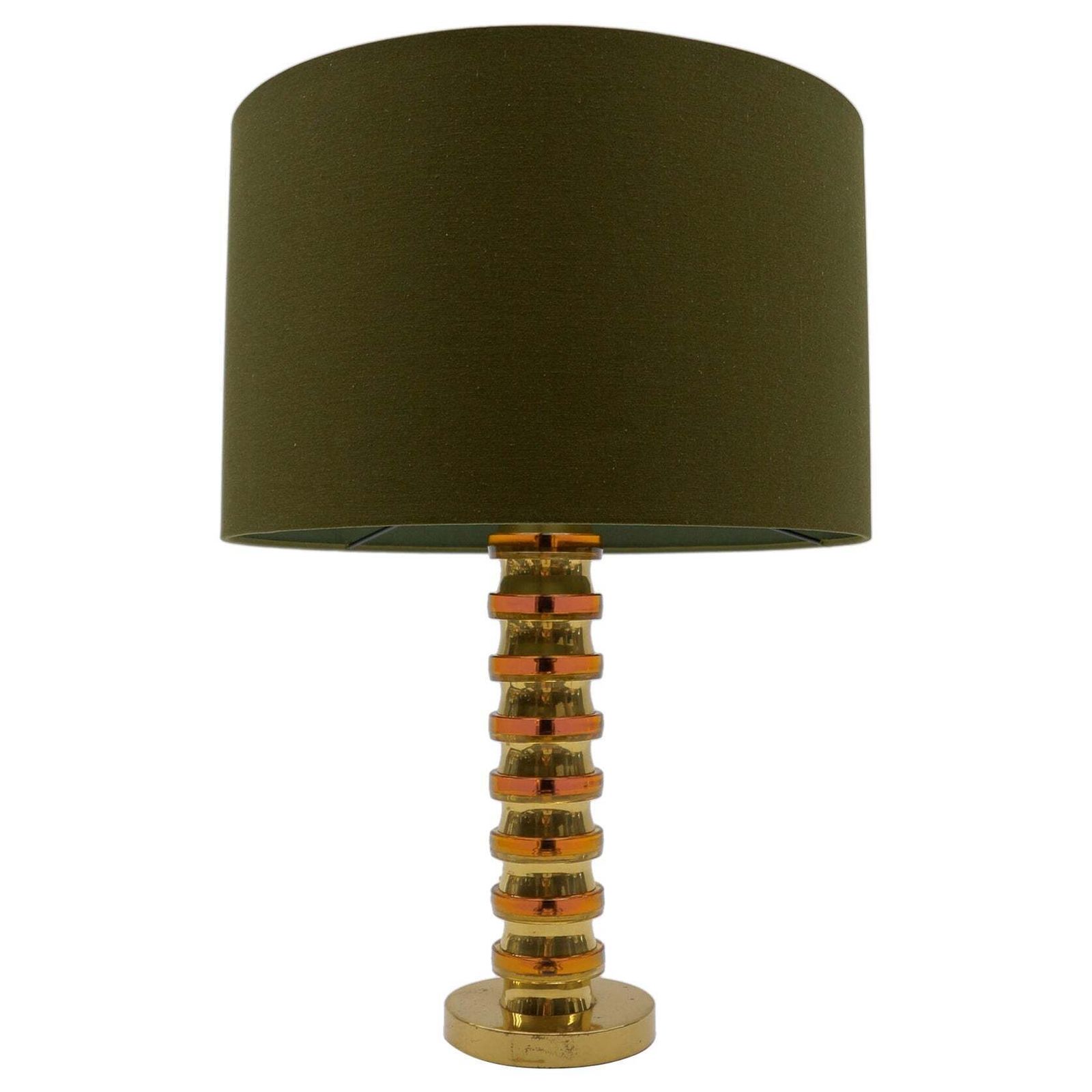 Mid Century Modern Gold Orange Swirls Table Lamp Base, 1960s Germany