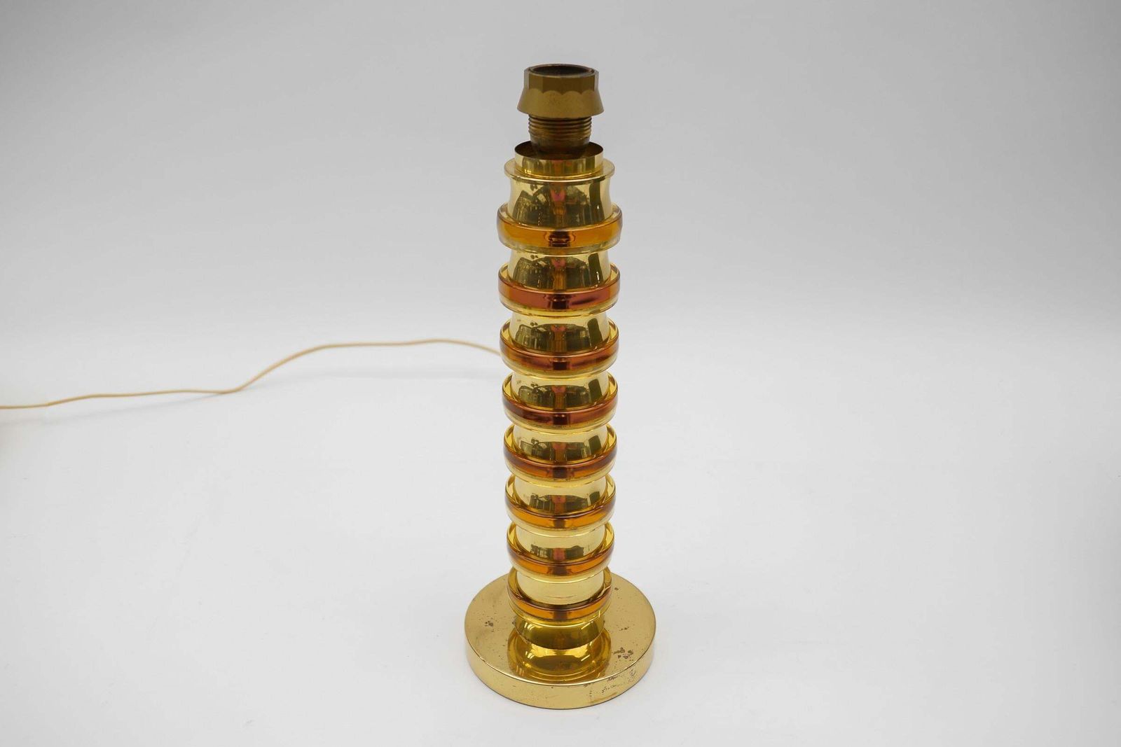 Mid Century Modern Gold Orange Swirls Table Lamp Base, 1960s Germany photo 722.0