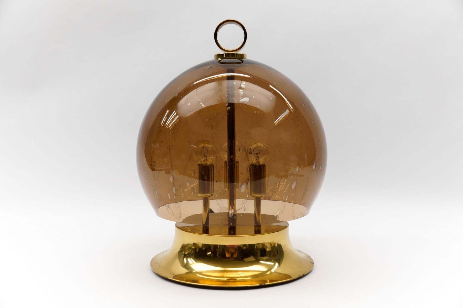 Mid Century Modern Table Lamp Made In Smoked Glass And Brass, 1960s photo furniture