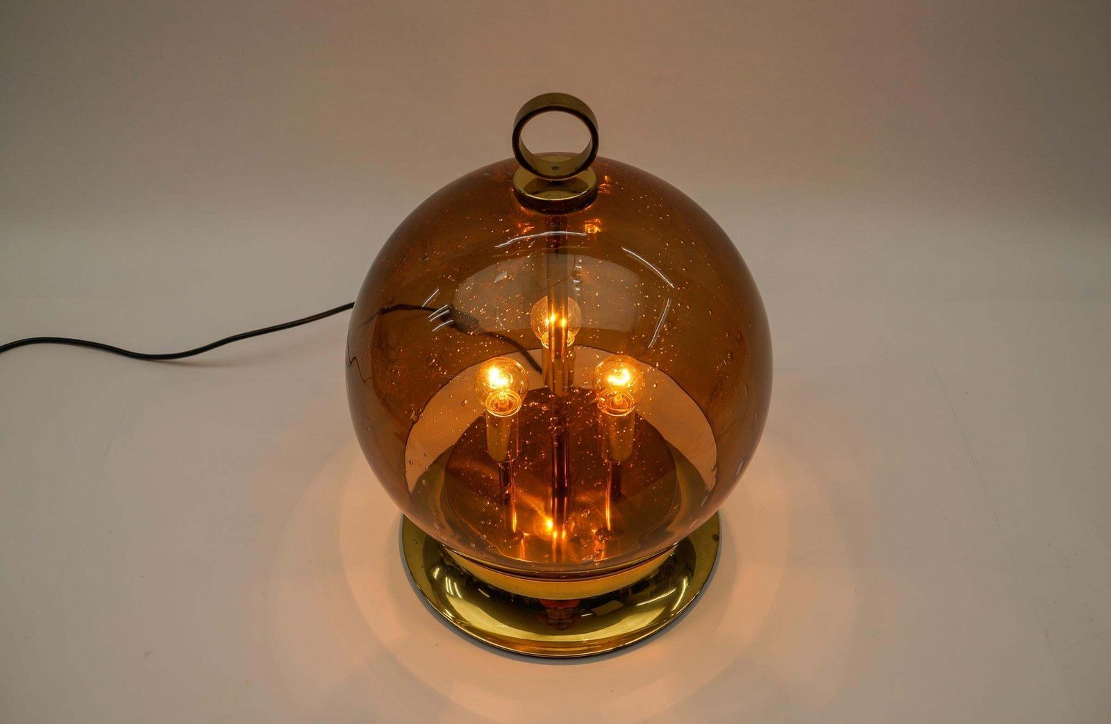 photo furniture Mid Century Modern Table Lamp Made In Smoked Glass And Brass, 1960s