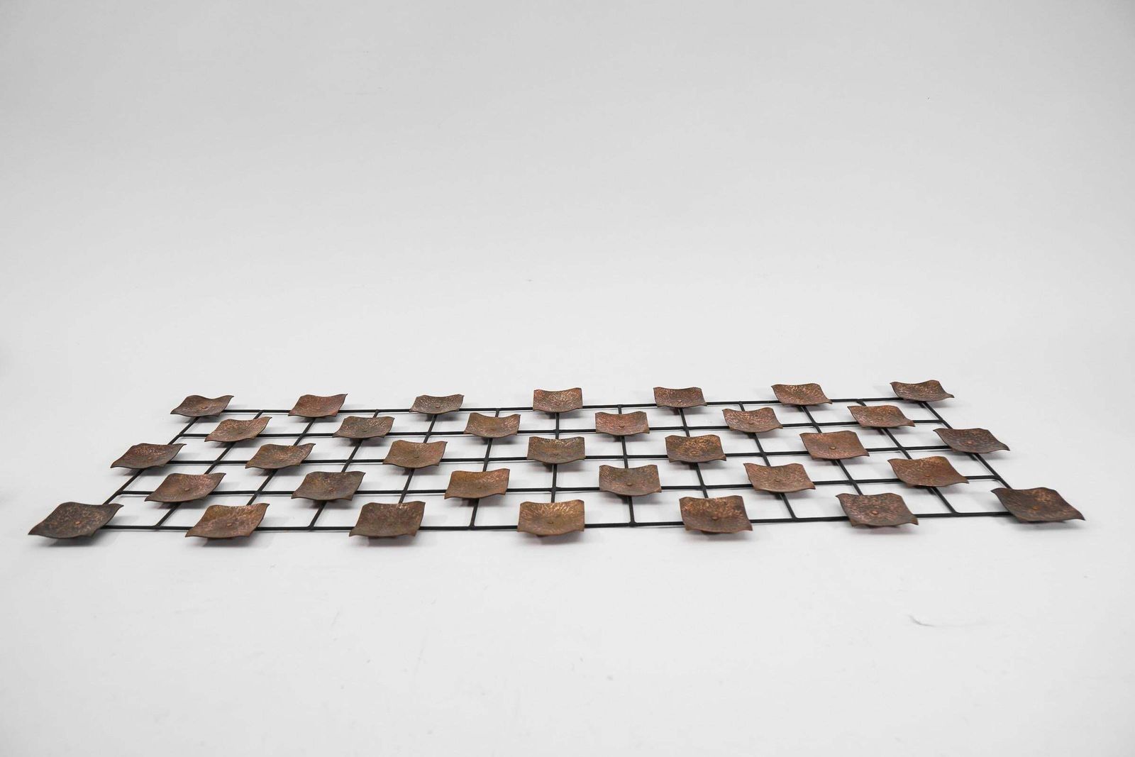 Hang Finished Artist Mural Made Of Copper Elements On A Metal Lattice Frame photo furniture