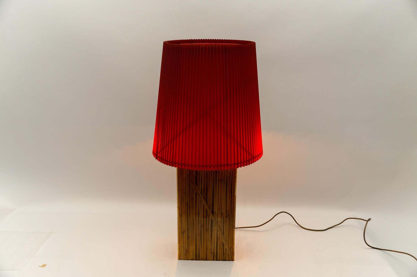 Large Riccardo Marzi Bamboo Resin Table Lamp, 1970s Italy photo Lighting