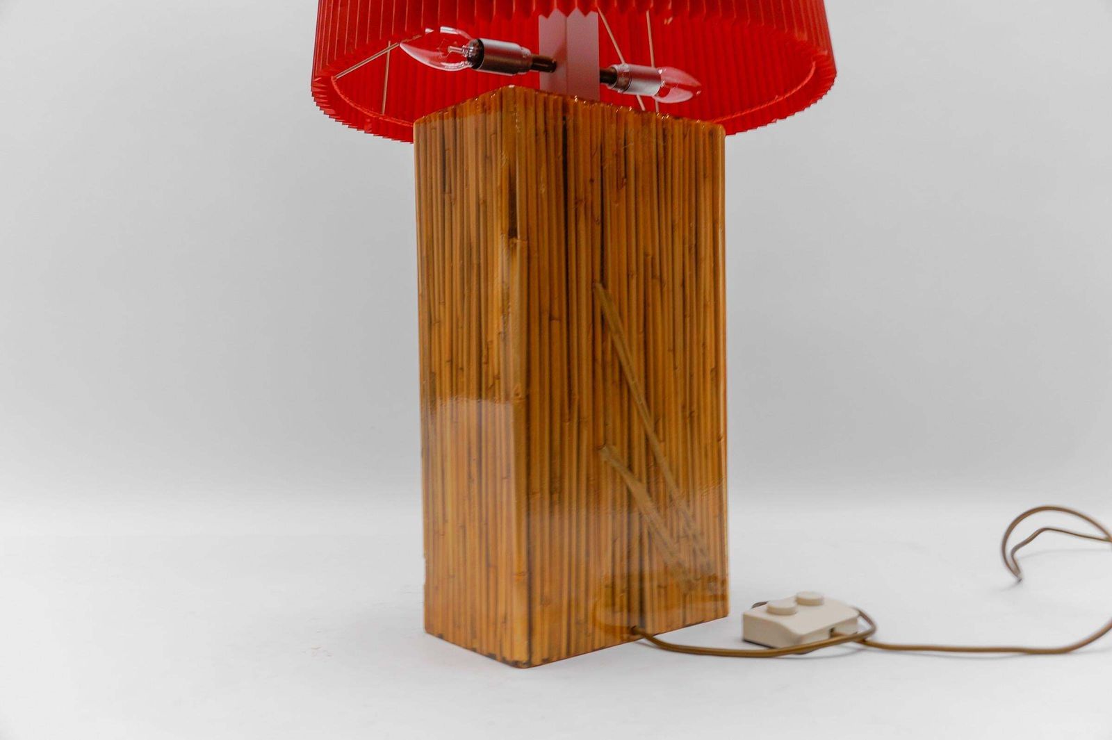 photo furniture Large Riccardo Marzi Bamboo Resin Table Lamp, 1970s Italy