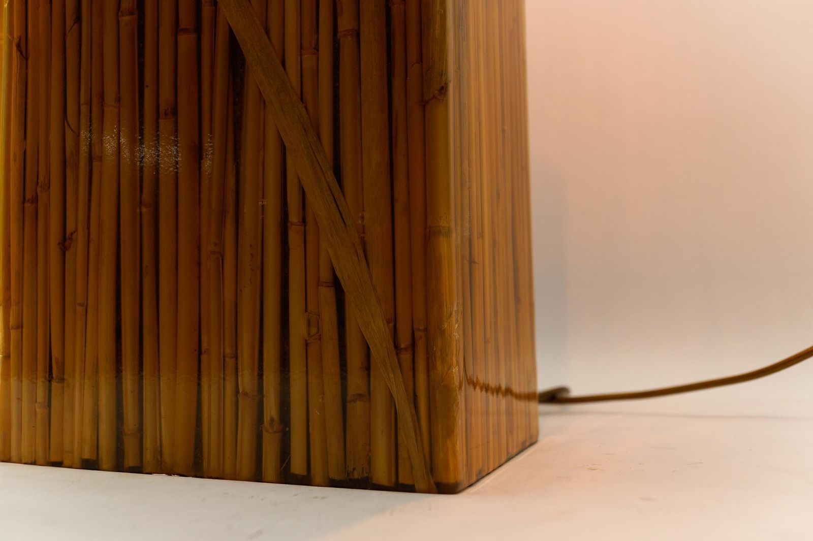 photo vinterior Large Riccardo Marzi Bamboo Resin Table Lamp, 1970s Italy