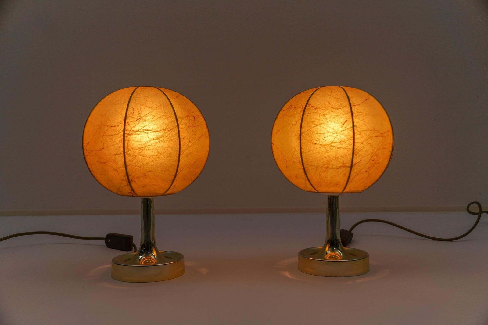 Pair Of Mid Century Modern Marbled Cocoon Tulip Table Lamps From Goldkant, 1950s photo 1019.0