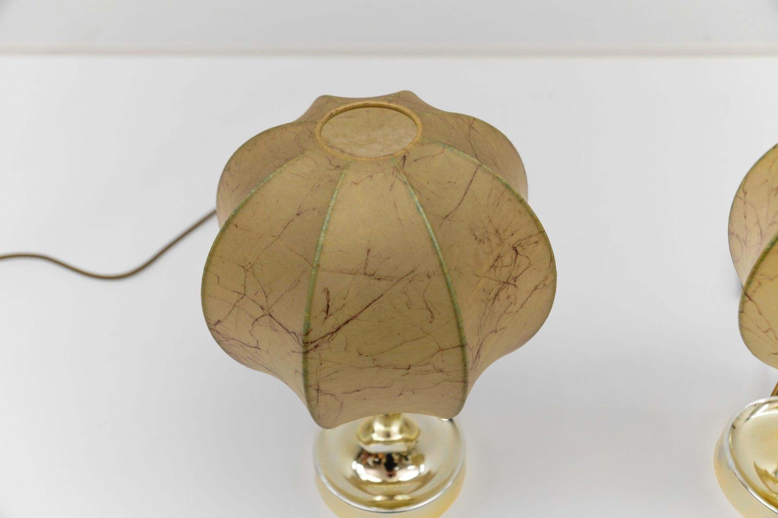 1019.0 Pair Of Mid Century Modern Marbled Cocoon Tulip Table Lamps From Goldkant, 1950s photo