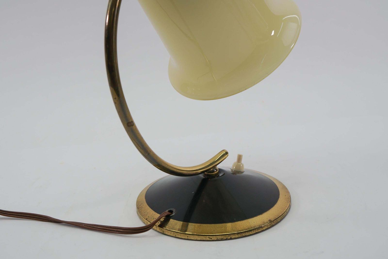 photo for sale Lovely Midcentury Table Lampe Made In Glass And Brass, 1950s, Austria