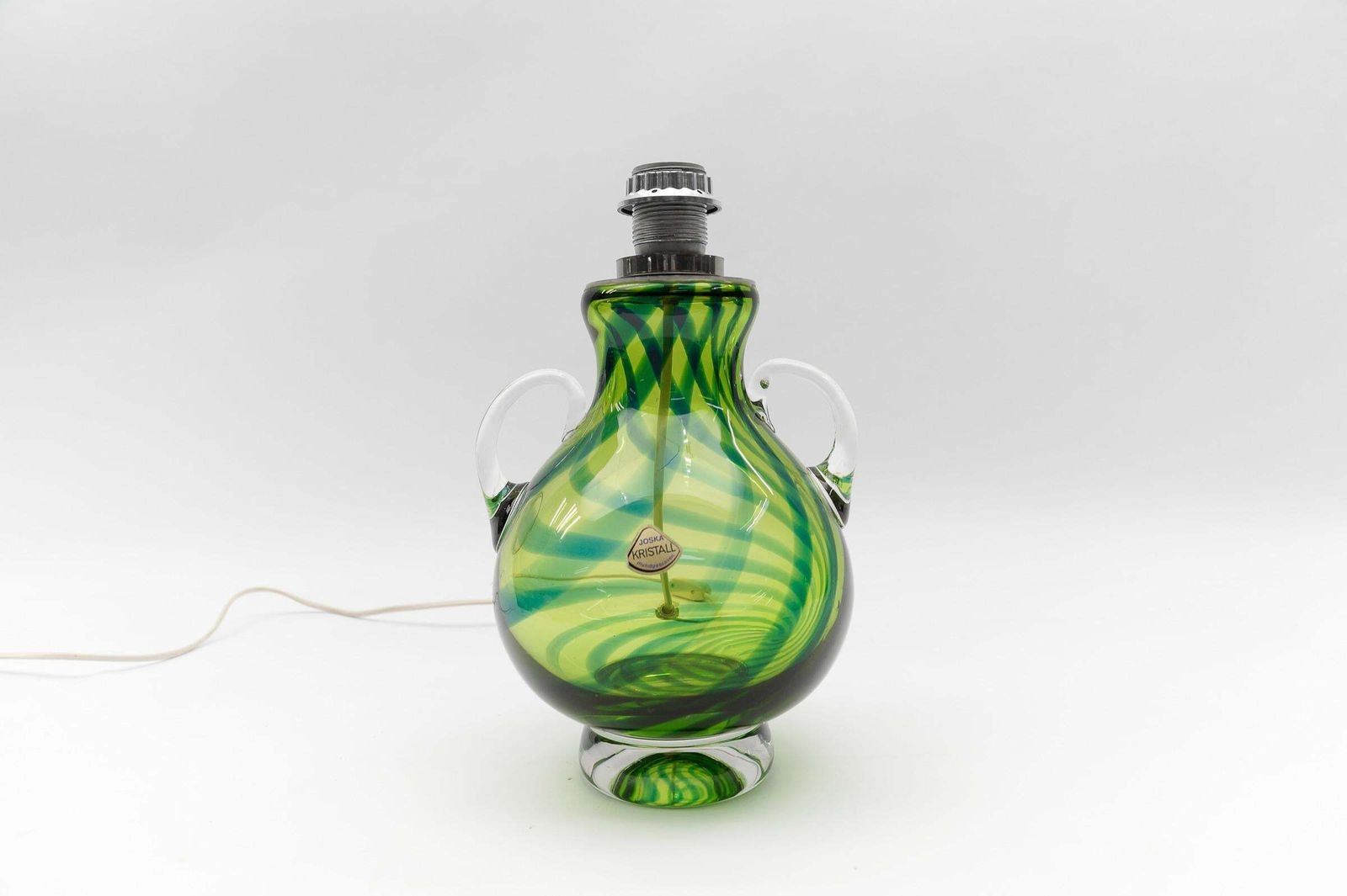 Pair Heavy Mid Century Modern Handblown Glass Table Lamp By Joska, 1970s Germany photo vintage