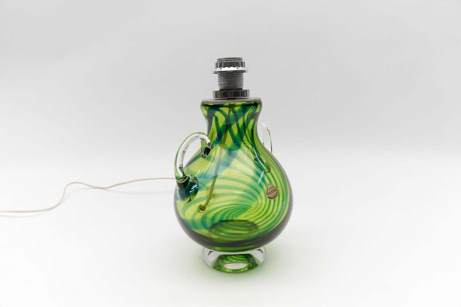 photo for sale Pair Heavy Mid Century Modern Handblown Glass Table Lamp By Joska, 1970s Germany
