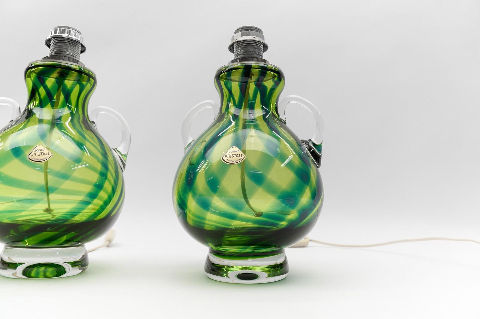 photo vinterior Pair Heavy Mid Century Modern Handblown Glass Table Lamp By Joska, 1970s Germany