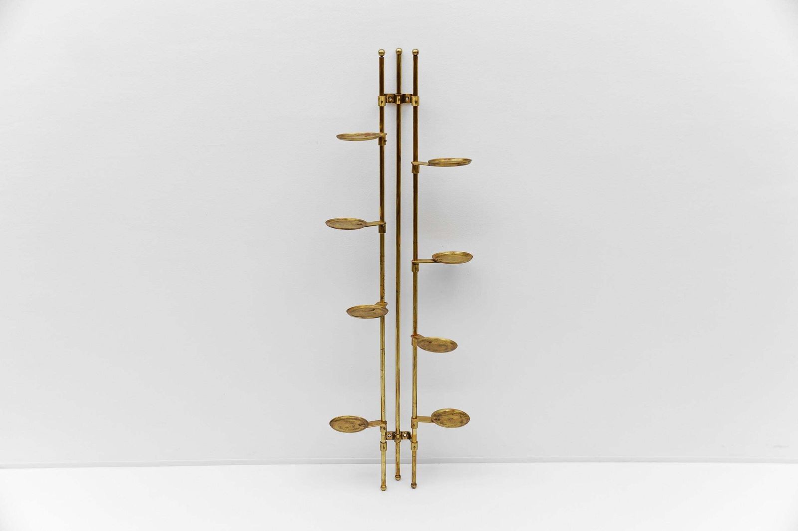 Home Decor Mid Century Modern Brass Tubular Steel Wall étagère / Flower Stand, 1950s photo