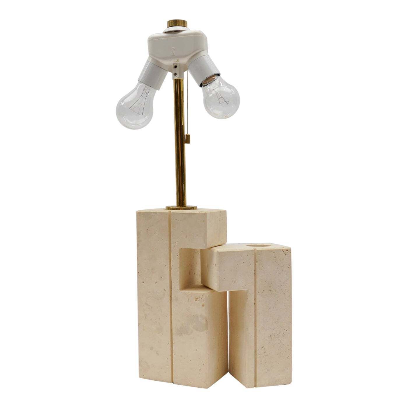 Lovely Travertine Table Lamp By Giuliano Cesari For Nucleo Sormani, 1960s, Italy