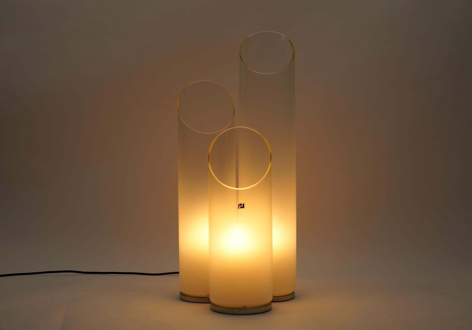 Carlo Nason “Mazzega” Table Lamp Metal Chrome Murano Glass 1970 Italy.  Rare Car photo for sale