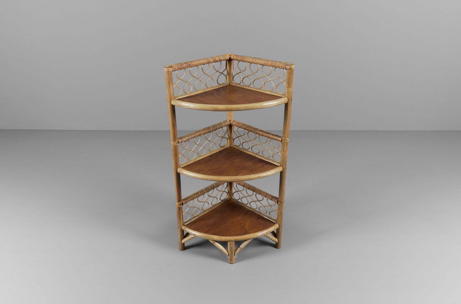 Lovely Corner Bamboo And Wicker Shelf, Italy, 1950s photo Furniture
