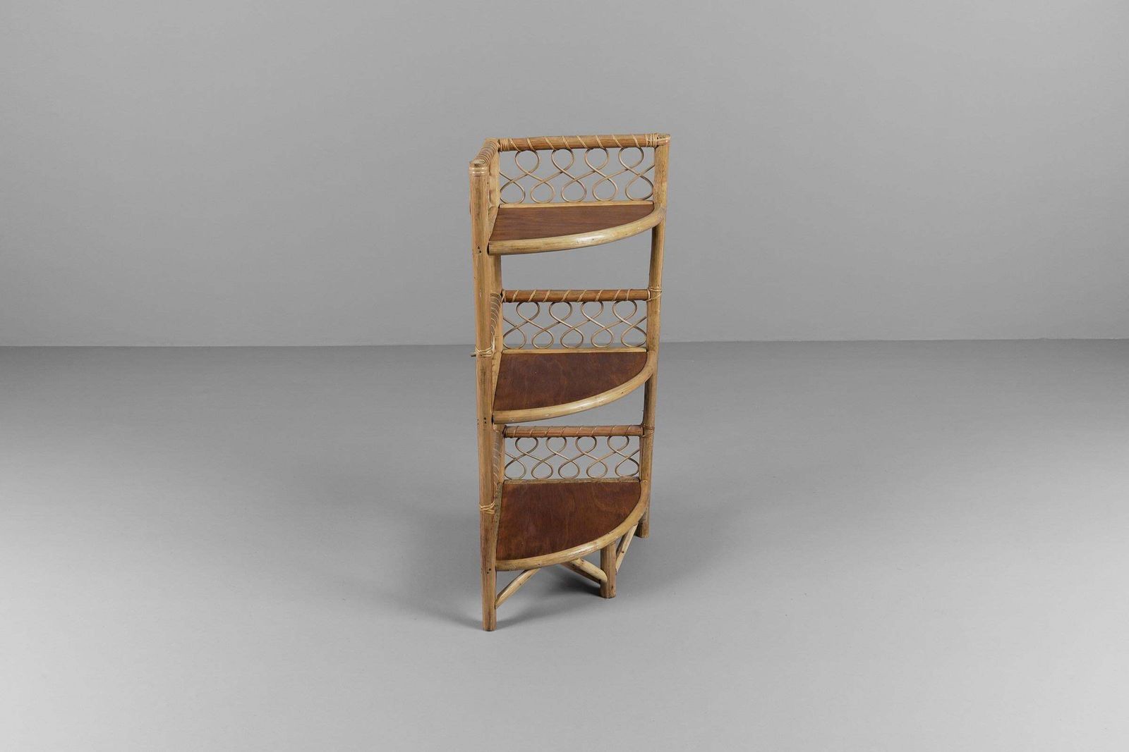 Lovely Corner Bamboo And Wicker Shelf, Italy, 1950s photo 722.0