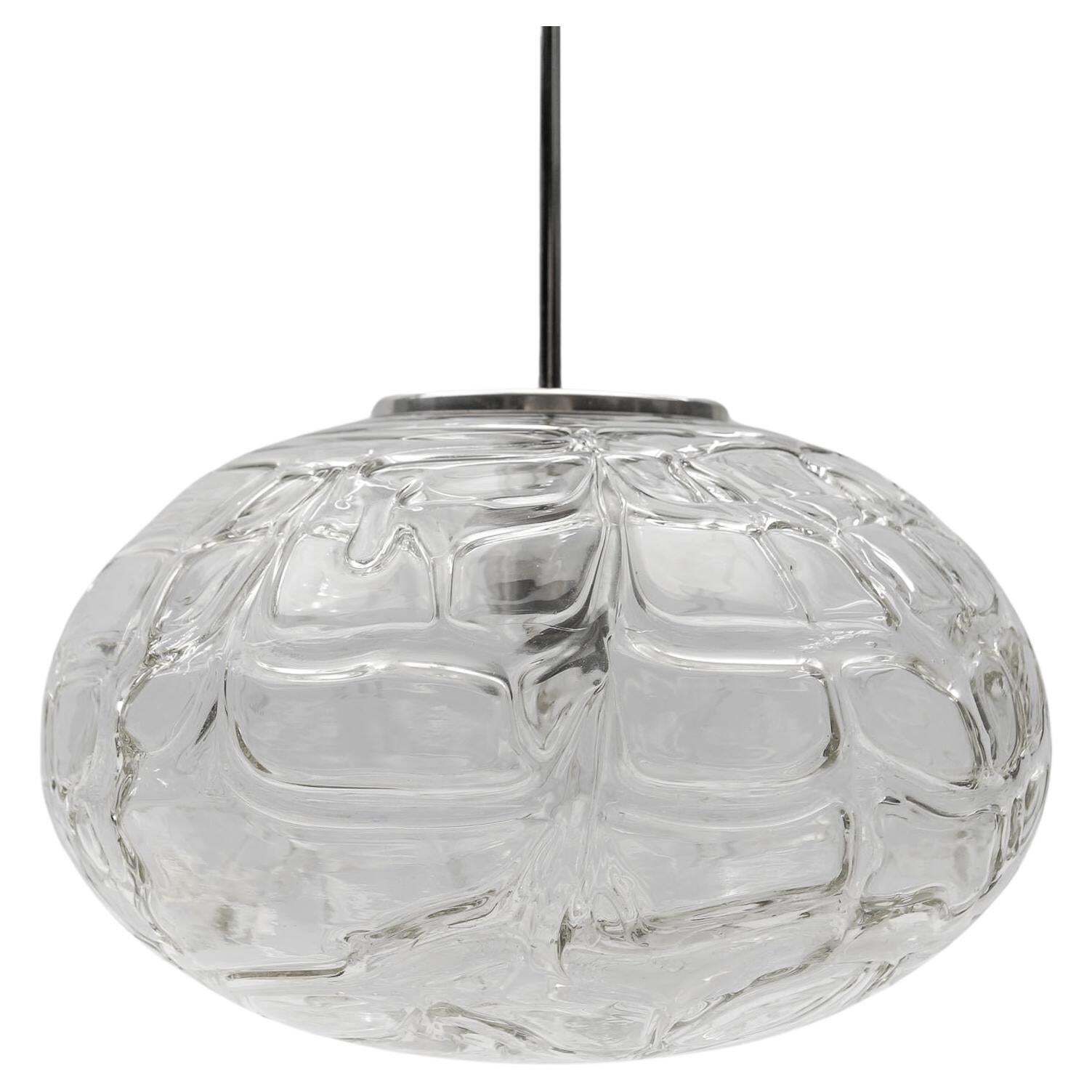 Large Oval Murano Clear Glass Ball Pendant Lamp By Doria, 1960s Germany