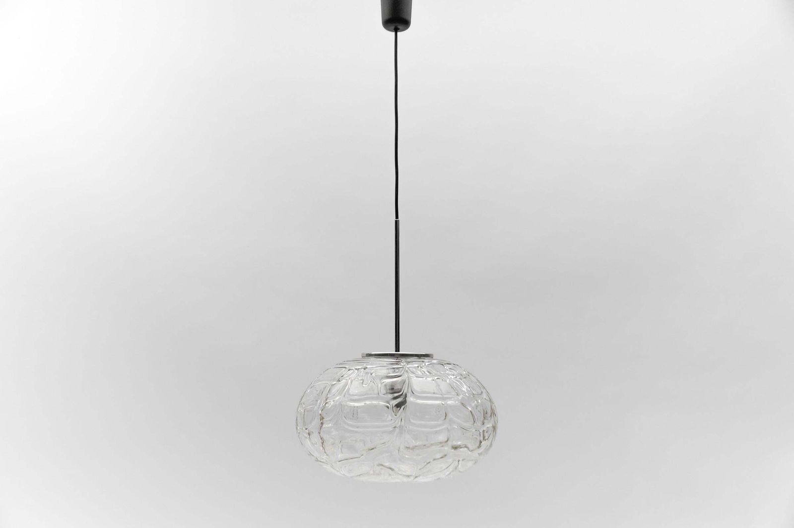 Large Oval Murano Clear Glass Ball Pendant Lamp By Doria, 1960s Germany photo furniture