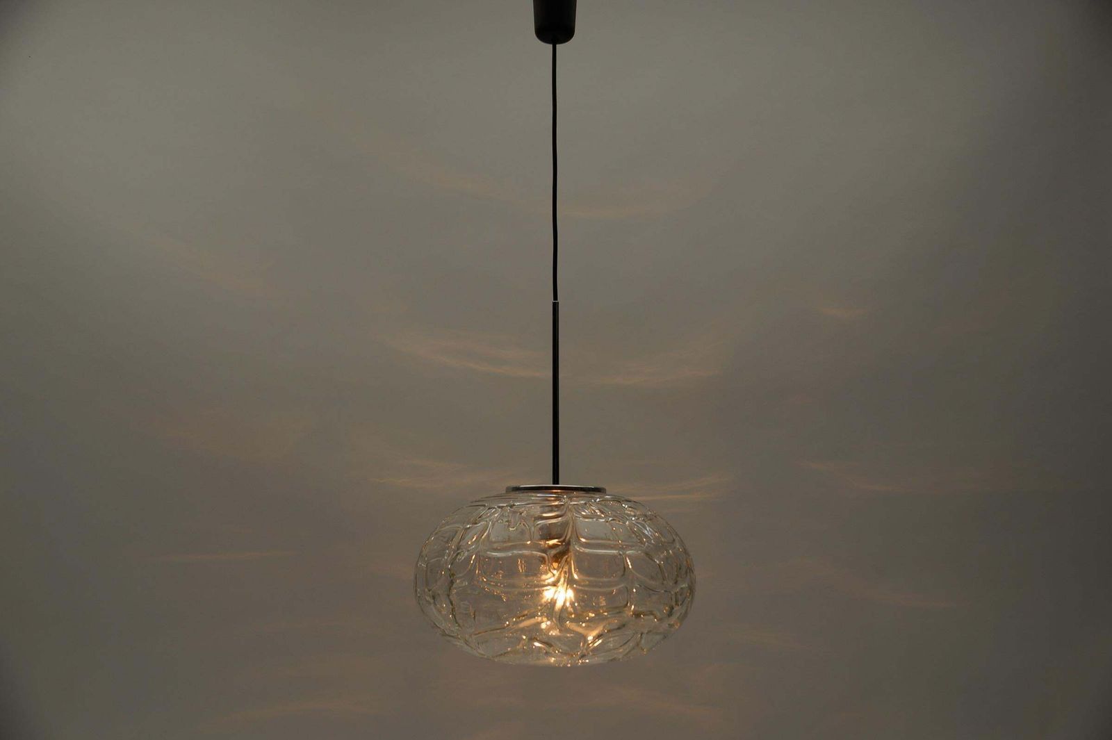Large Oval Murano Clear Glass Ball Pendant Lamp By Doria, 1960s Germany photo for sale