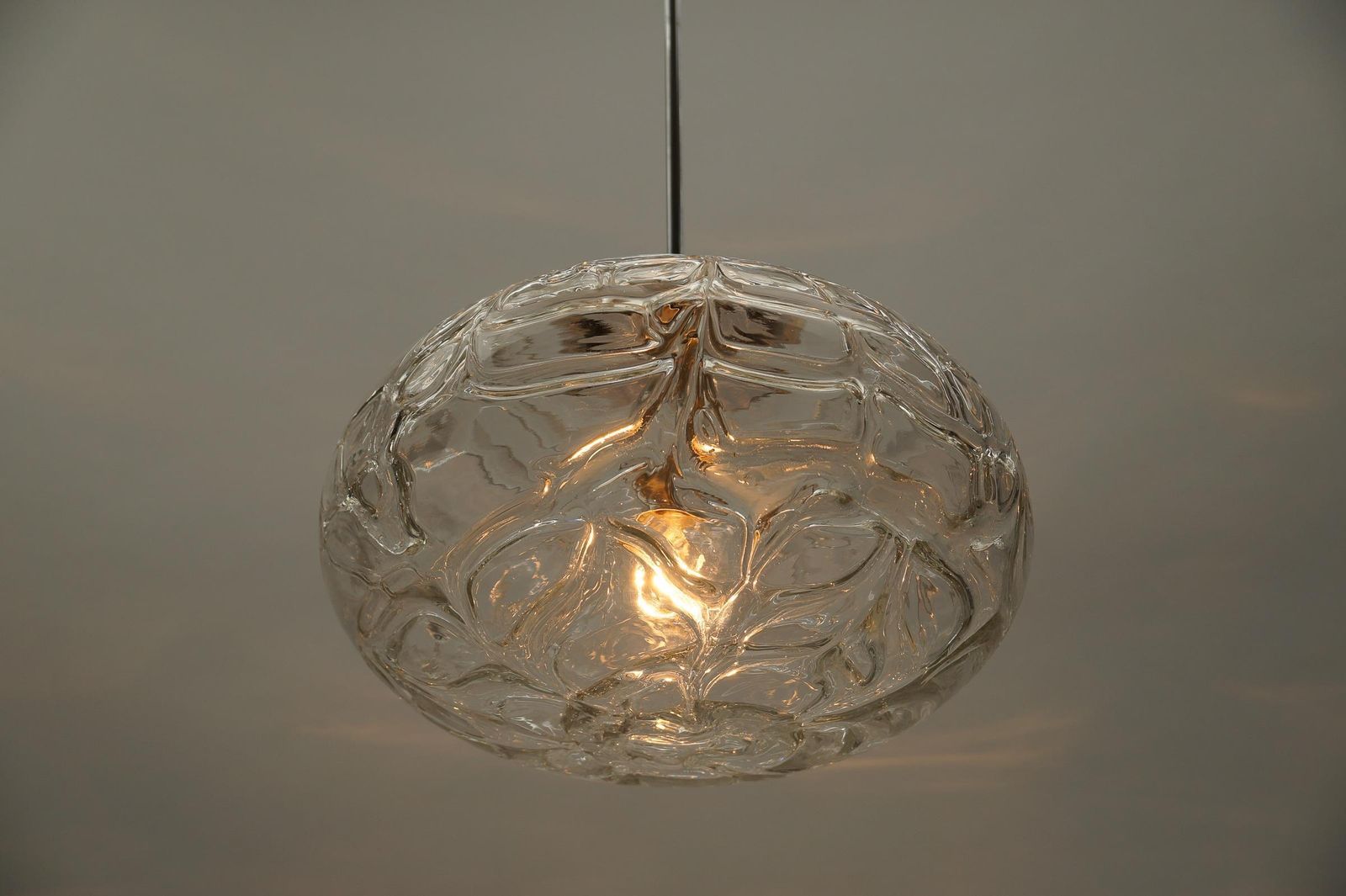Large Oval Murano Clear Glass Ball Pendant Lamp By Doria, 1960s Germany photo vinterior