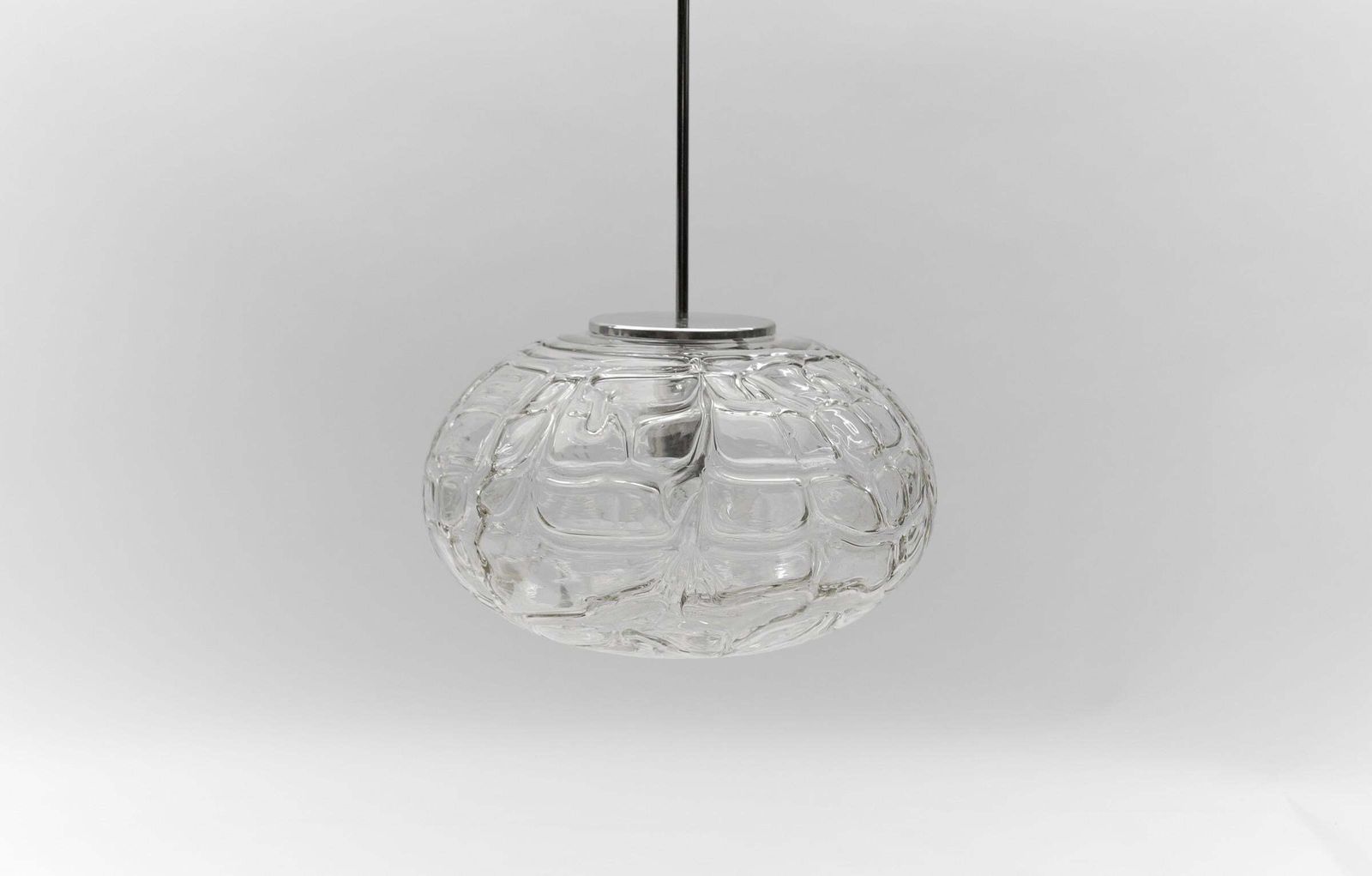 Large Oval Murano Clear Glass Ball Pendant Lamp By Doria, 1960s Germany photo vintage