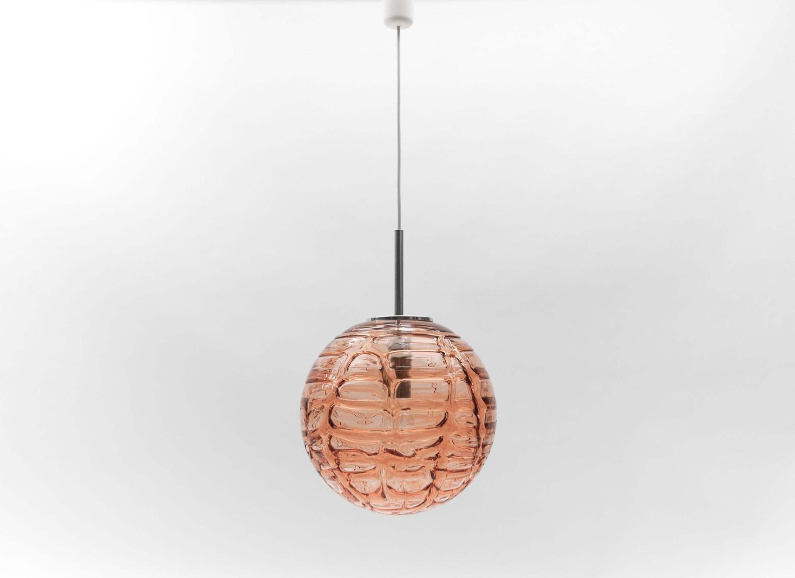 Large Murano Pink Glass Ball Pendant Lamp By Doria, 1960s Germany photo furniture