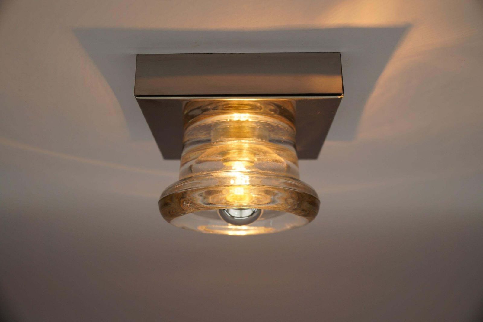 Lovely Glass Wall Or Ceiling Light By Gebrüder Cosack, Germany 1960s photo Lighting
