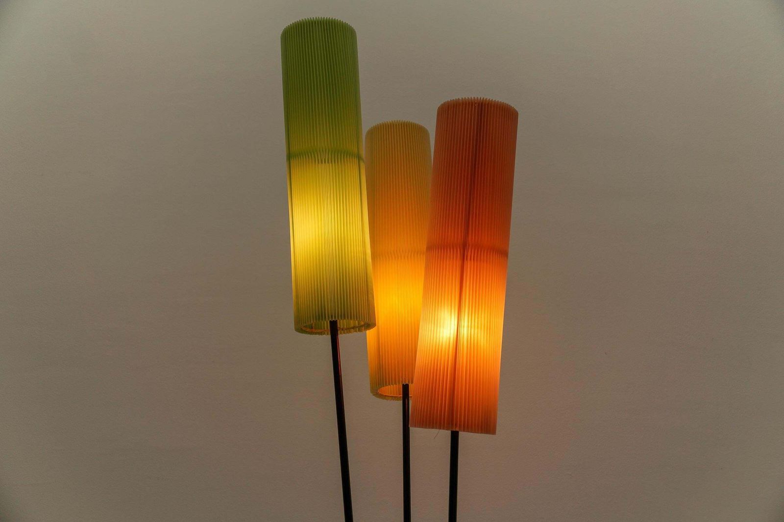 Tripod Floor Lamp With Pleated Blind Lampshade Mid Century Modern, 1960s photo vintage