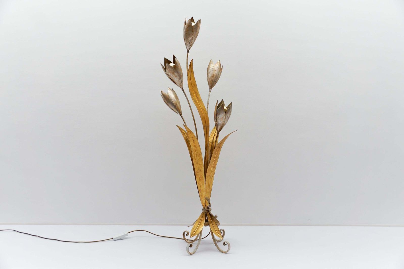 Amazing Gilded Floral Floor Lamp By Hans Kögl, Germany, 1960s photo furniture