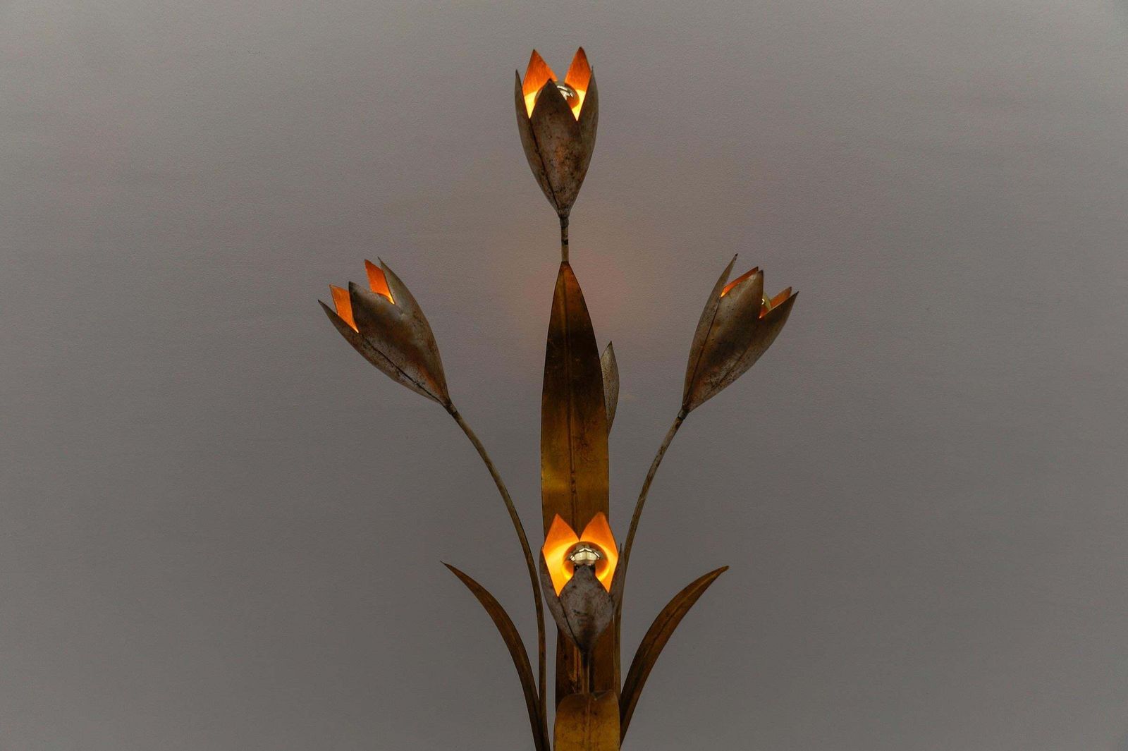 photo vintage Amazing Gilded Floral Floor Lamp By Hans Kögl, Germany, 1960s