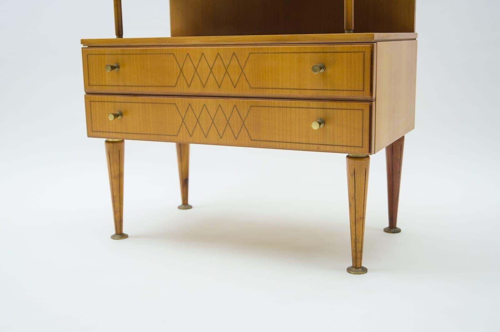 Mid Century Modern Brass And Wood Nightstands, 1950s, Set Of 2 photo vintage