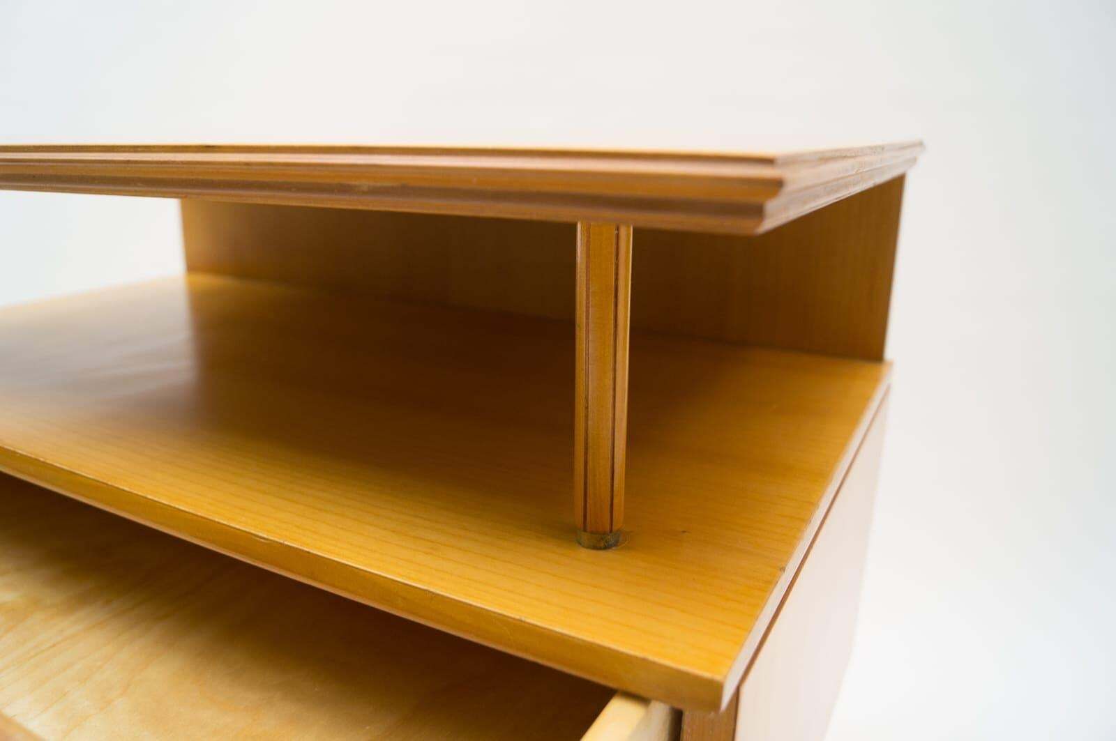 1189.0 Mid Century Modern Brass And Wood Nightstands, 1950s, Set Of 2 photo