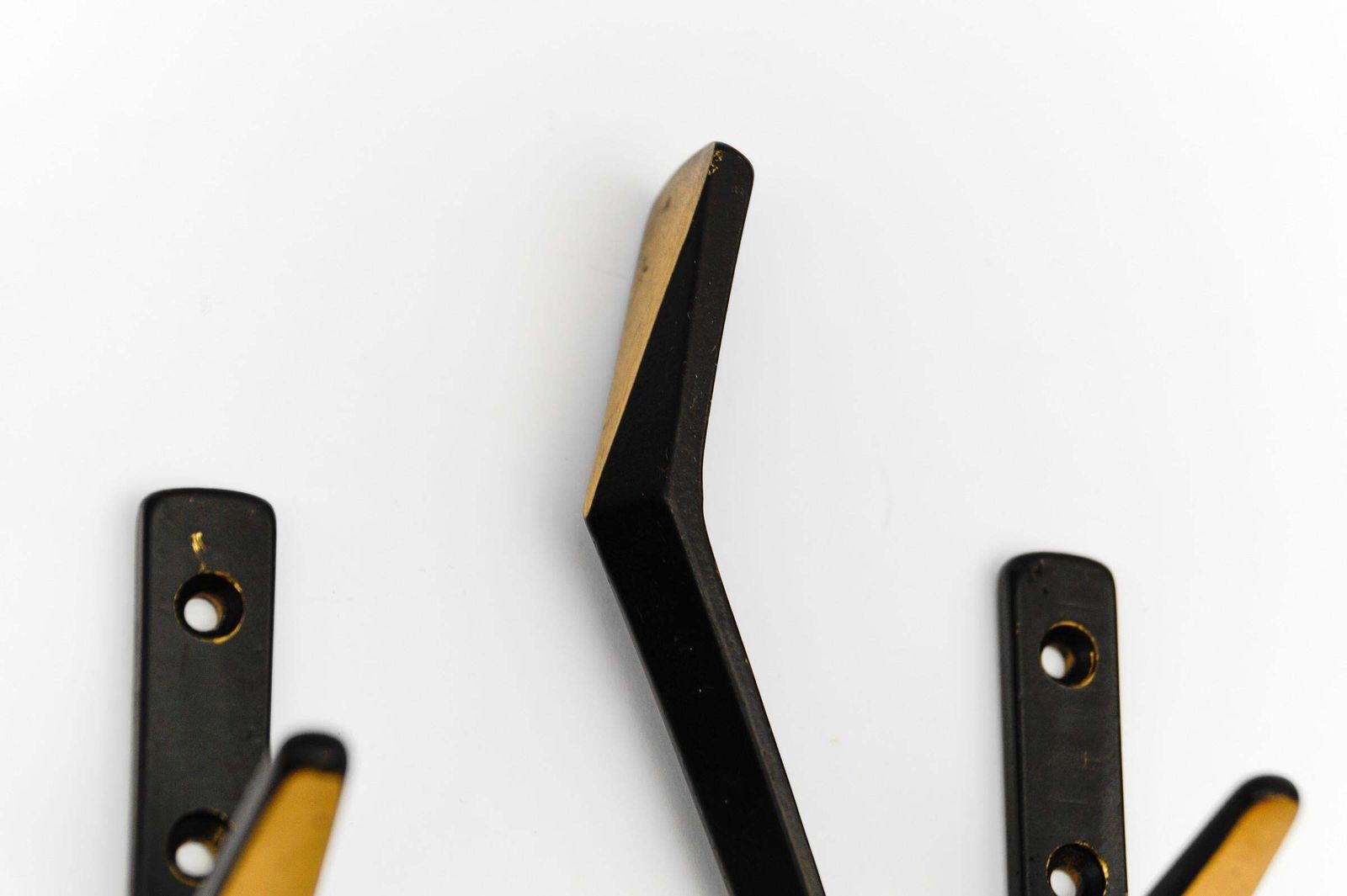 Set Of 5 Mid Century Modern Massive Brass Wall Hooks, Austria, 1960s photo vinterior