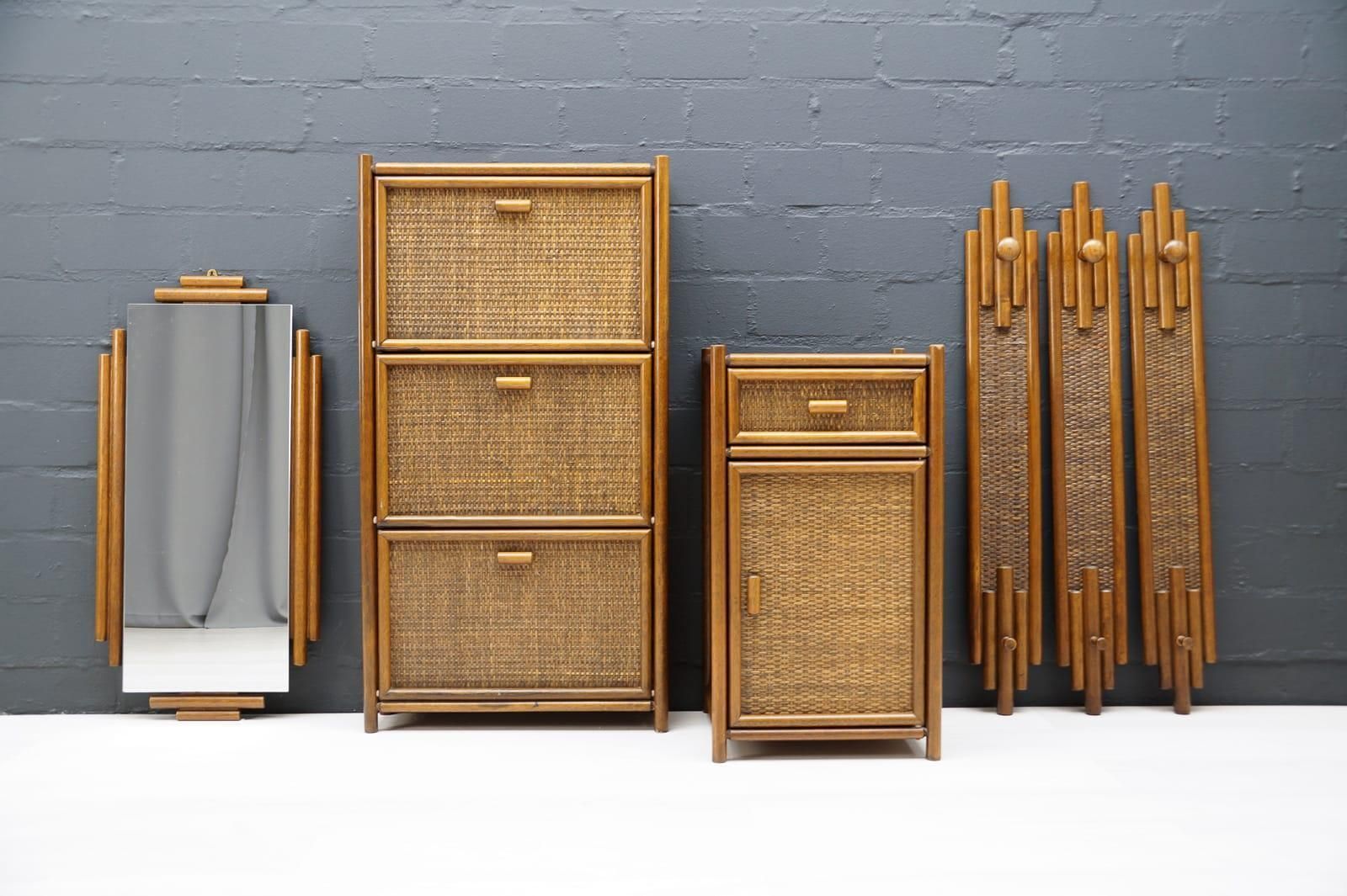 Lovely Rattan Wardrobe Set, 1970s Italy photo furniture