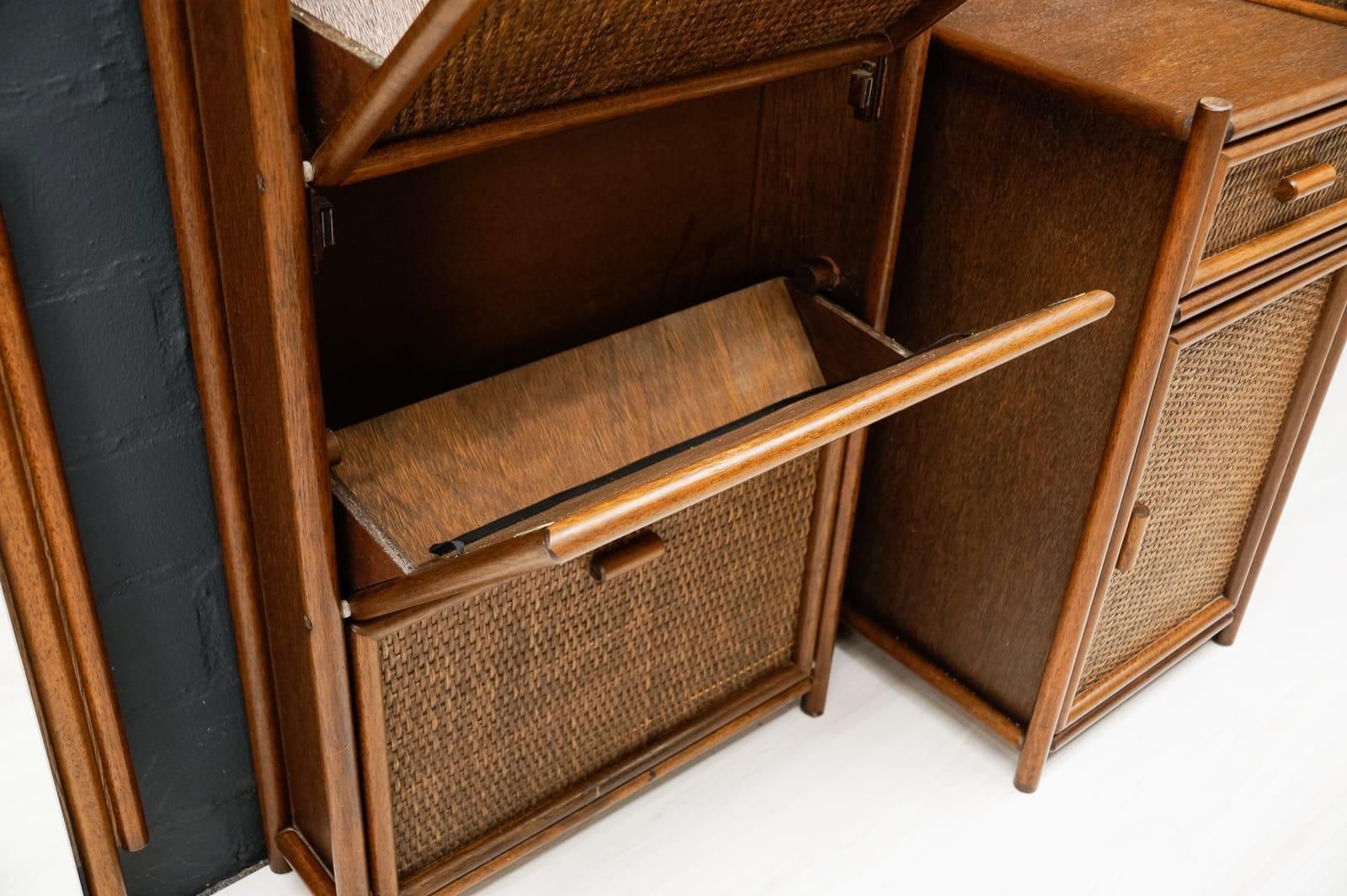 Lovely Rattan Wardrobe Set, 1970s Italy photo vinterior