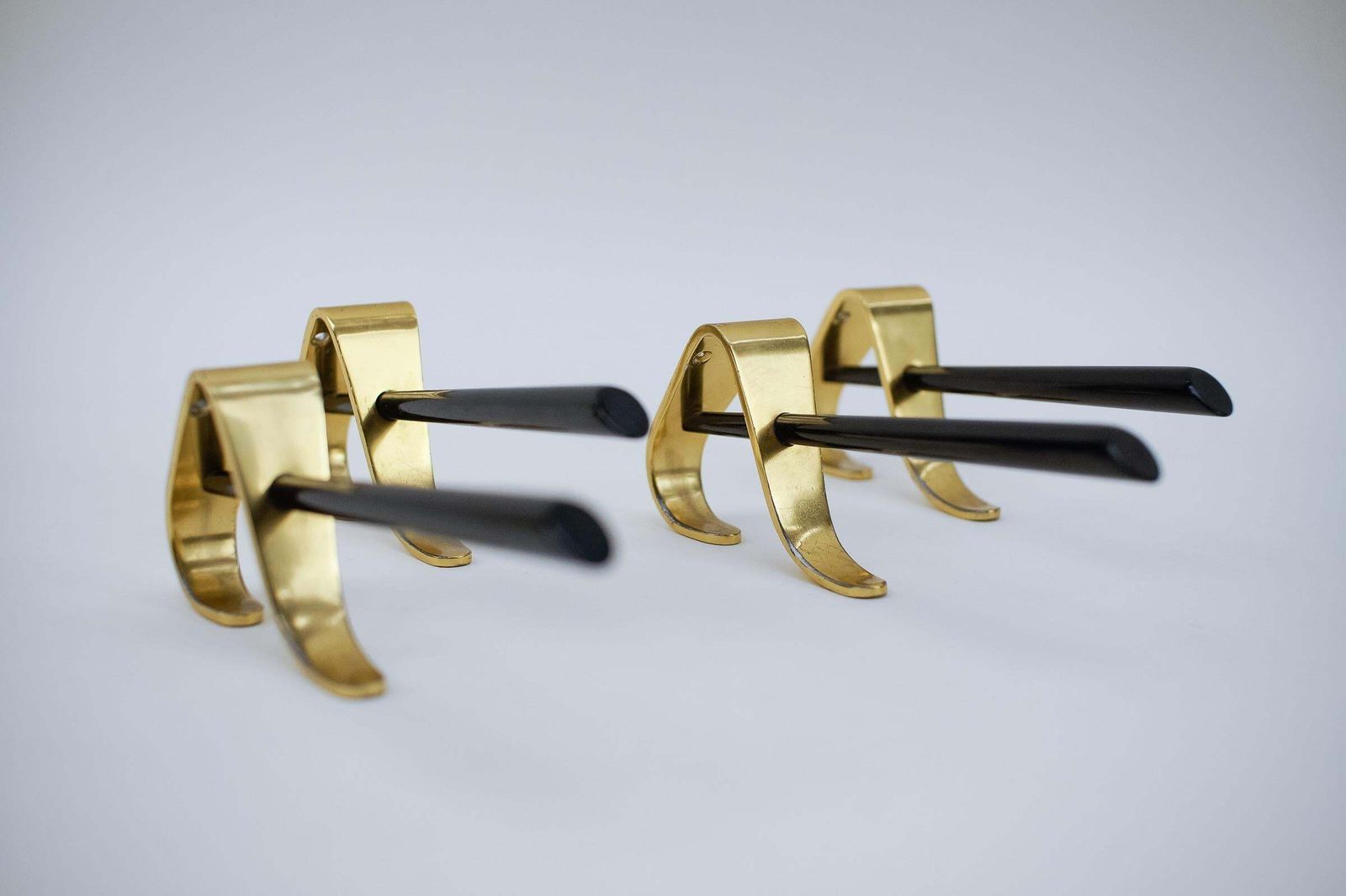 Set Of 4 Mid Century Brass Wall Hooks, Austria, 1950s photo furniture